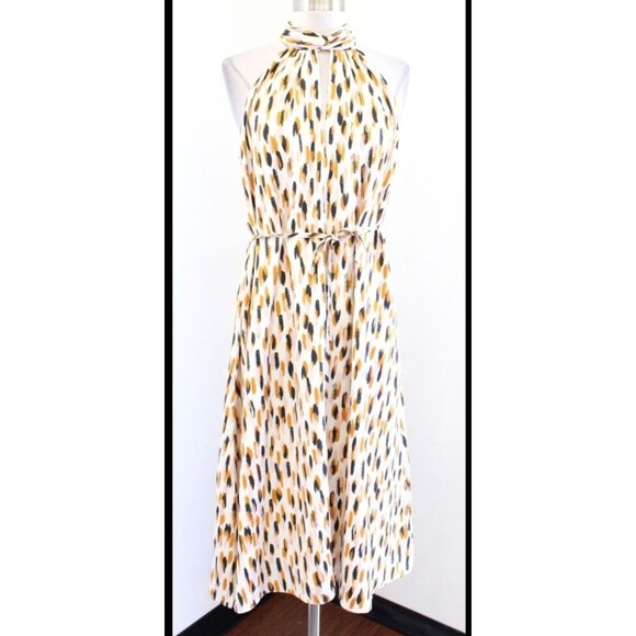 Banana Republic Printed Twist Neck Satin Midi Dress Medium - Picture 1 of 10